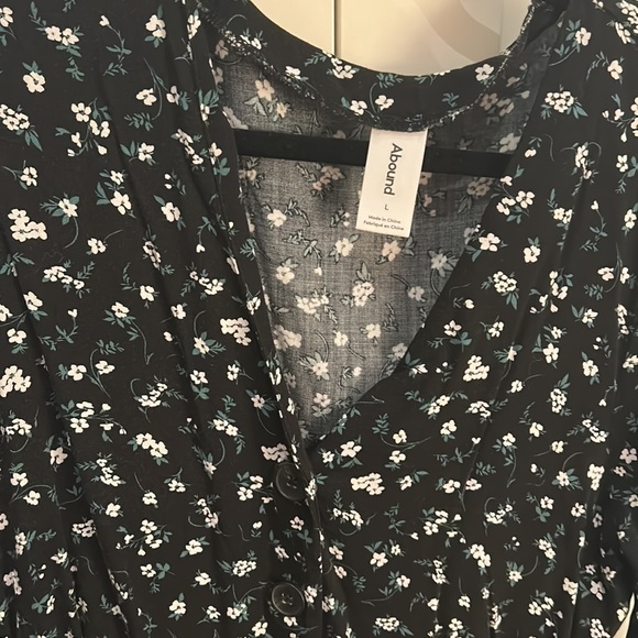 Long Sleeved Floral Dress with Buttons on Front - Picture 2 of 5